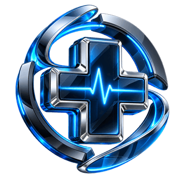 Illustration 3D d’une croix médicale et d’un signal lumineux