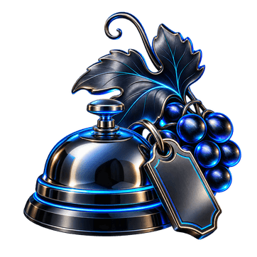 Illustration 3D d’une cloche d’hôtel et d’une grappe de raisin