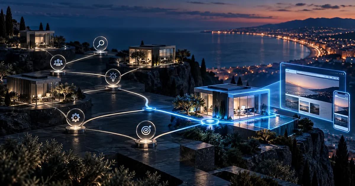 Réseau de studios numériques sur les hauteurs de Nice relié à un projet web lumineux